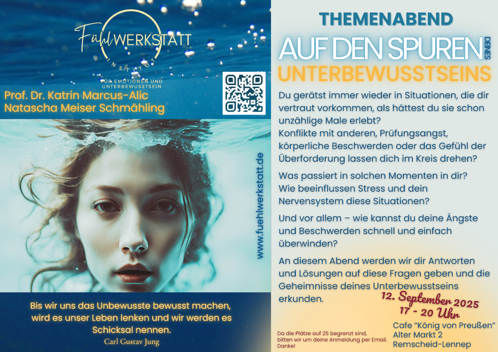 Flyer Themenabend "Auf den Spuren deines Unterbewusstseins", Remscheid, 12.09.2025