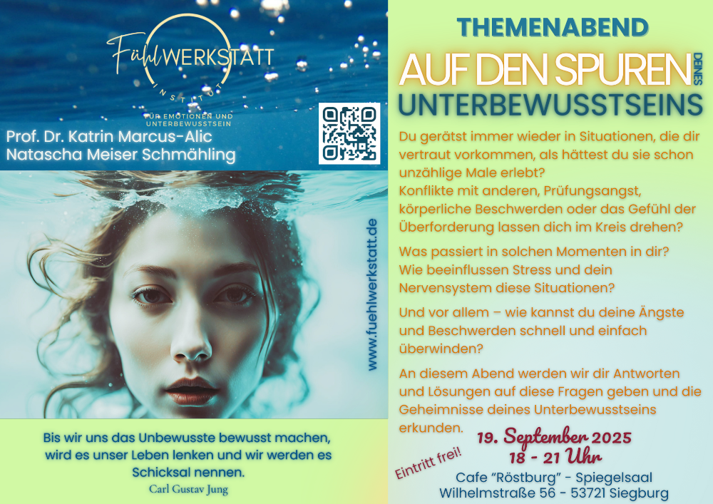 Flyer Themenabend "Auf den Spuren deines Unterbewusstseins", Siegburg, 19.09.2025